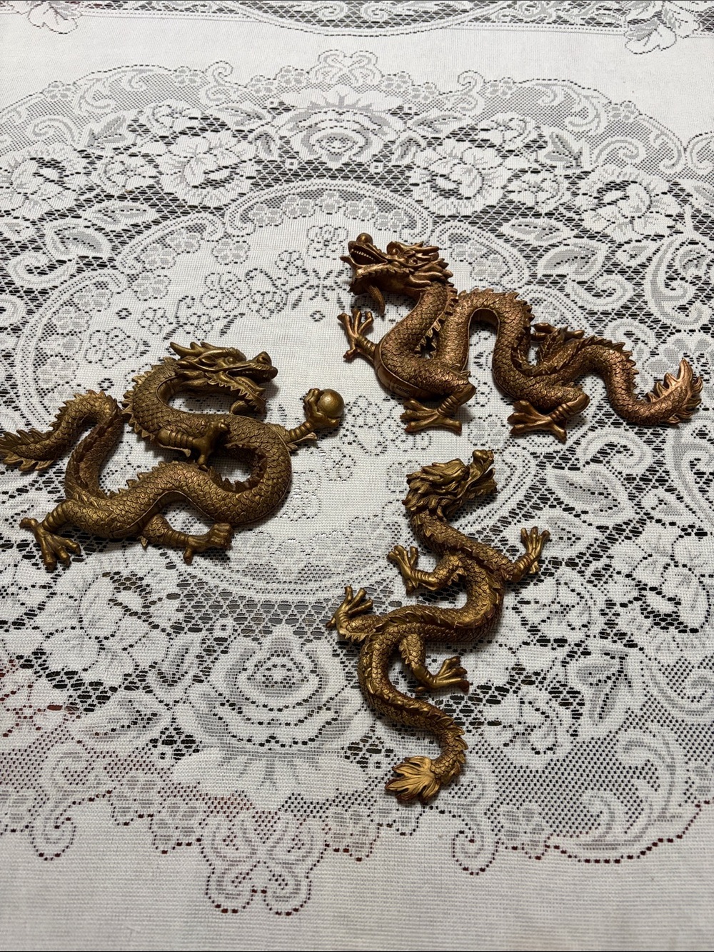 🐲Rare find set of 3 Vintage Dragon Wall Mount Figures-